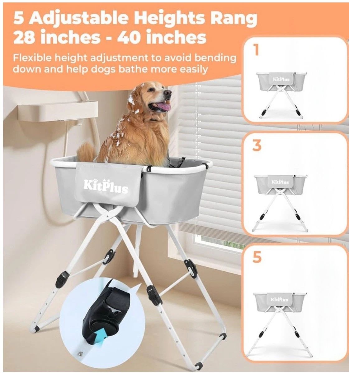 حوض استحمام للكلاب وقطط مزود بخمسة وضعيات غسيل قابلة للتعديل - Image 4